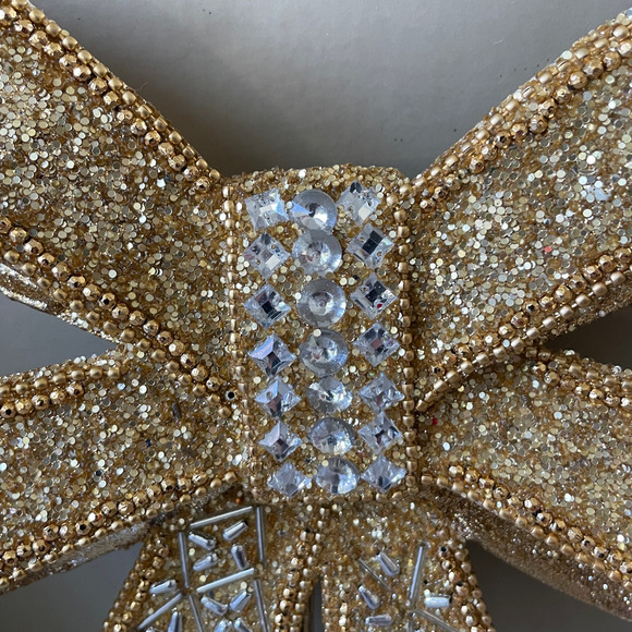 Gold & Silver Rhinestone BOW Tree Topper Glam CHRISTMAS Decor BY 34th & Pine New - Picture 6 of 14